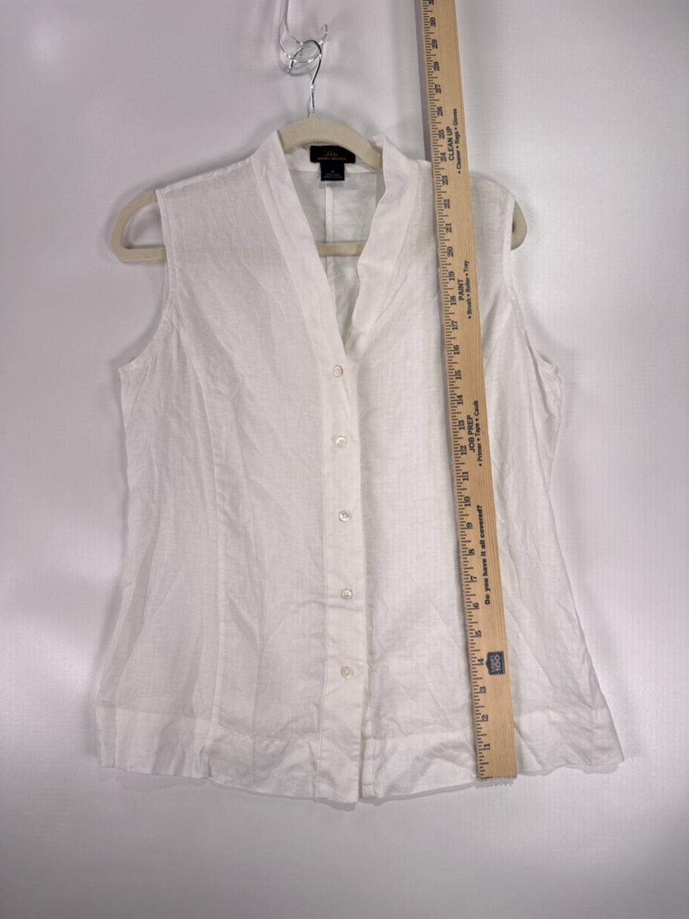 346 Brooks Brothers Sleeveless Button Down V-Neck Linen White Size 8 - Picture 6 of 7